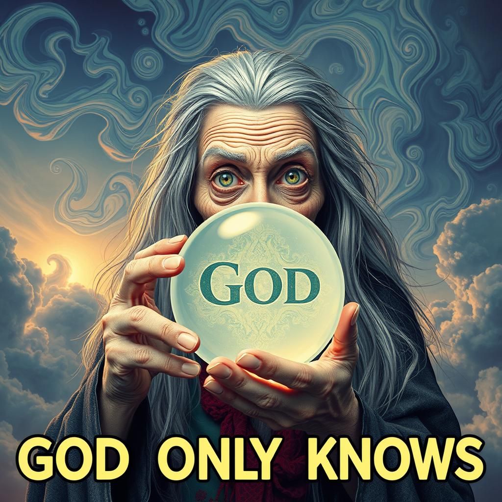 Psychedelic Old Woman with Crystal Ball