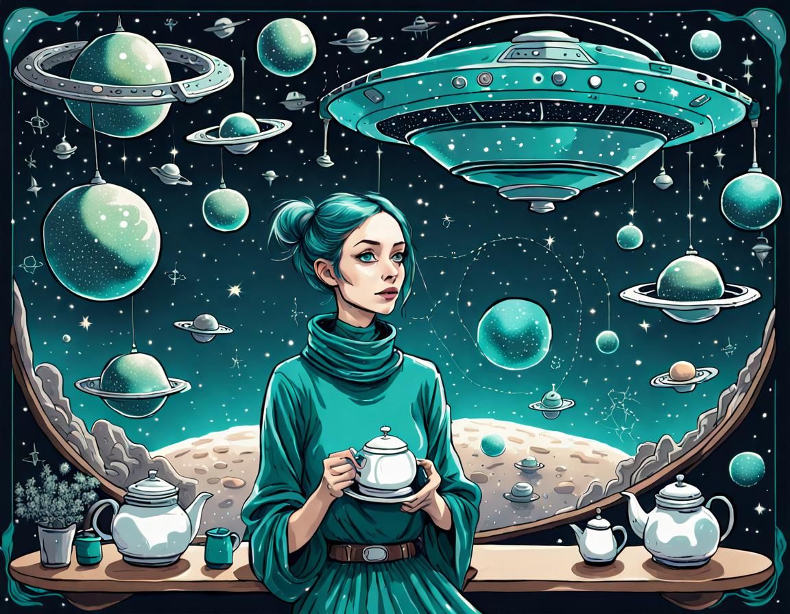 Teal Alien Technician in Space Opera Tapestry
