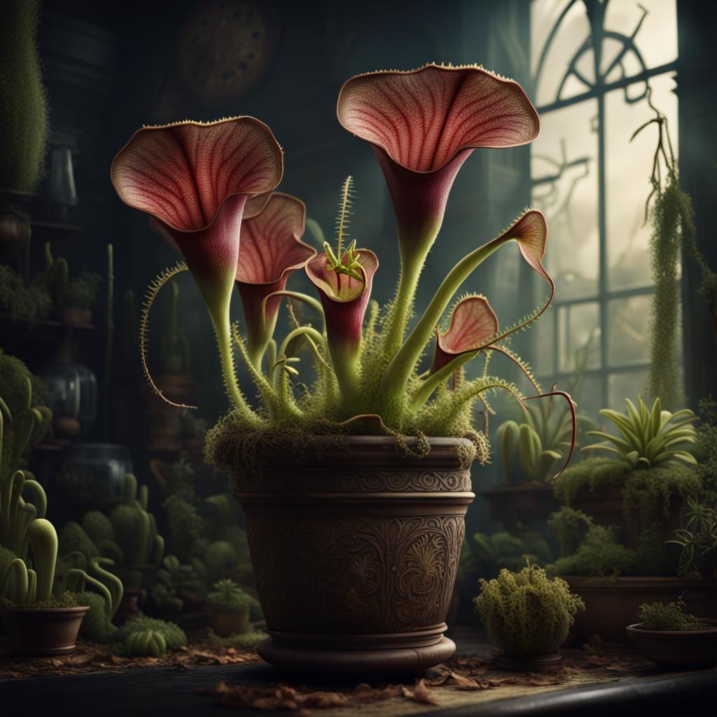 Carnivorous Plant in Pot: Digital Matte Painting