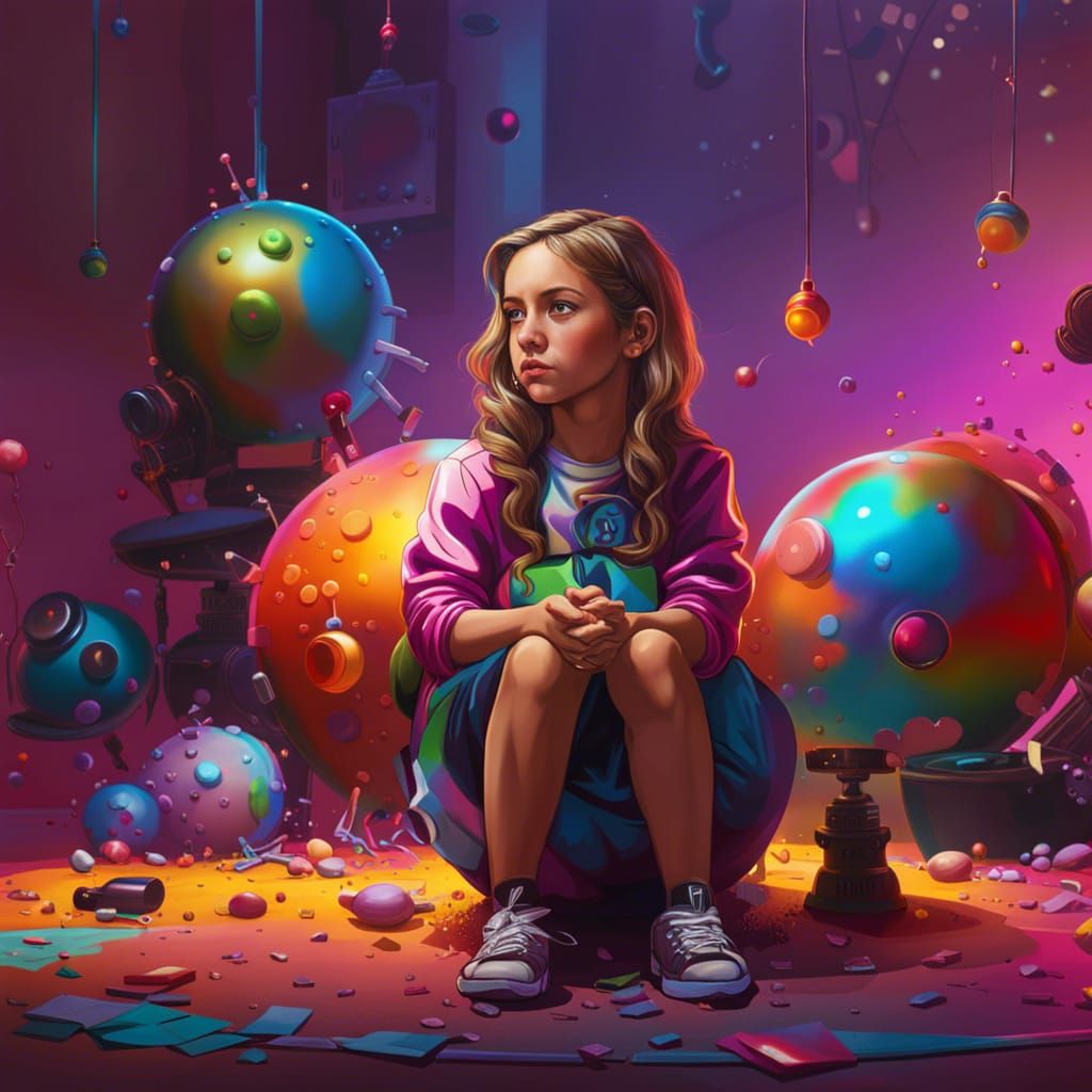 Bomb Girl in Therapy: Hyperrealistic Splash Art