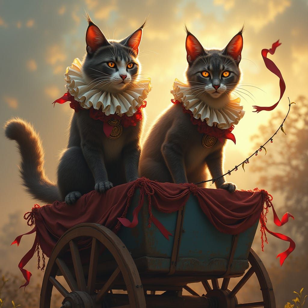 Majestic Carnival Cats in Heidelberg-Inspired Art