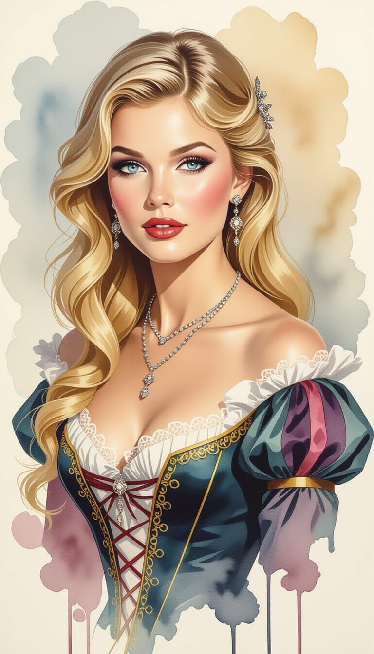 Captivating Portrait of a Blonde Woman with Delicate Jewelry