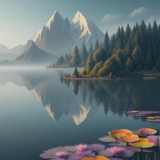 Surreal Lake Landscape Matte Painting