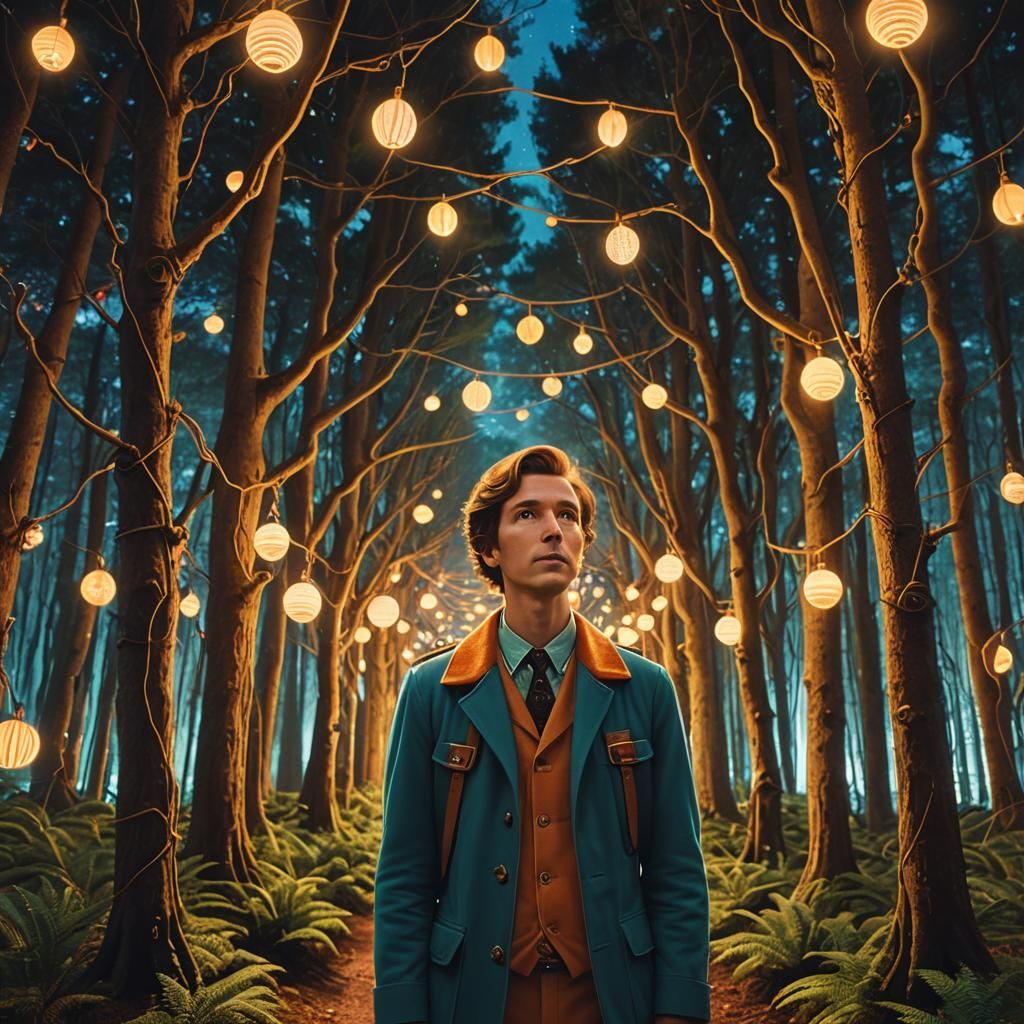 Traveler in Zaffre Forest, Wes Anderson Style