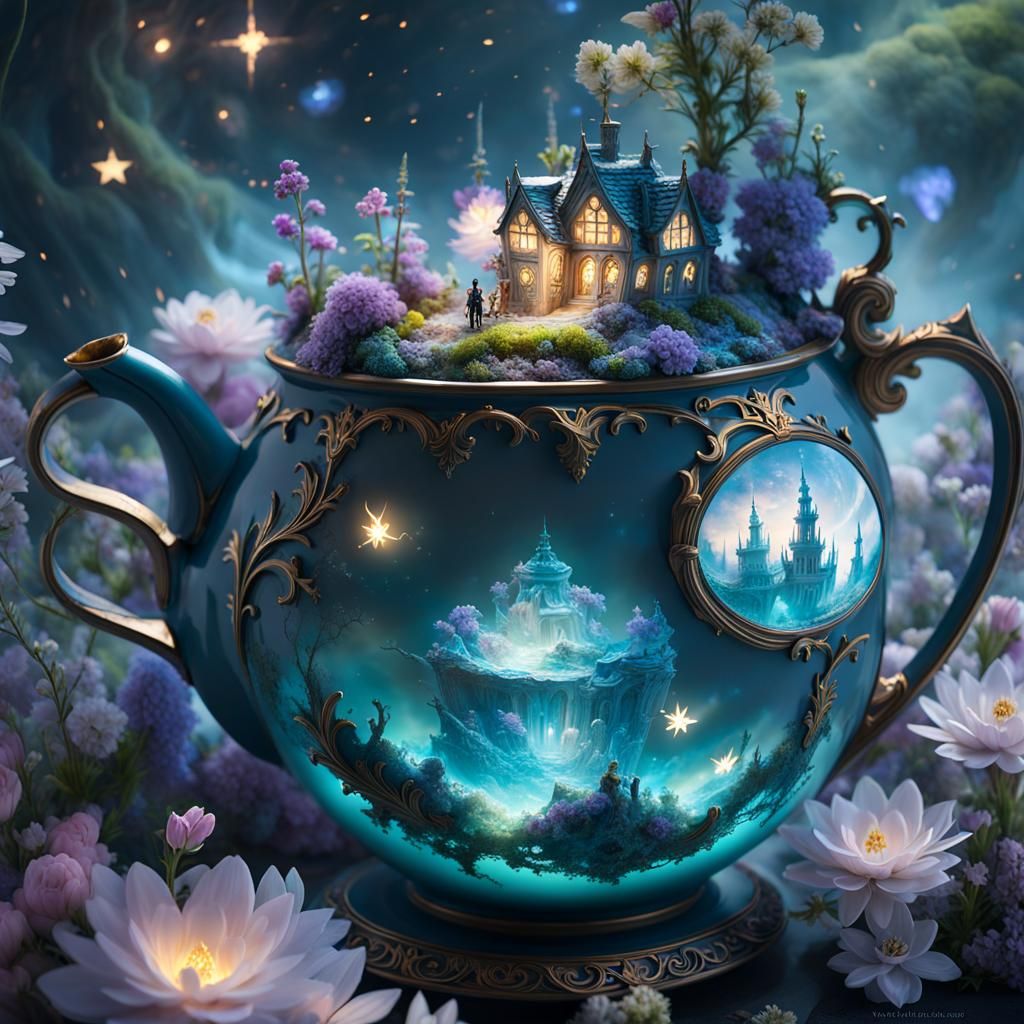 Miniature Fantasy World in a Teapot