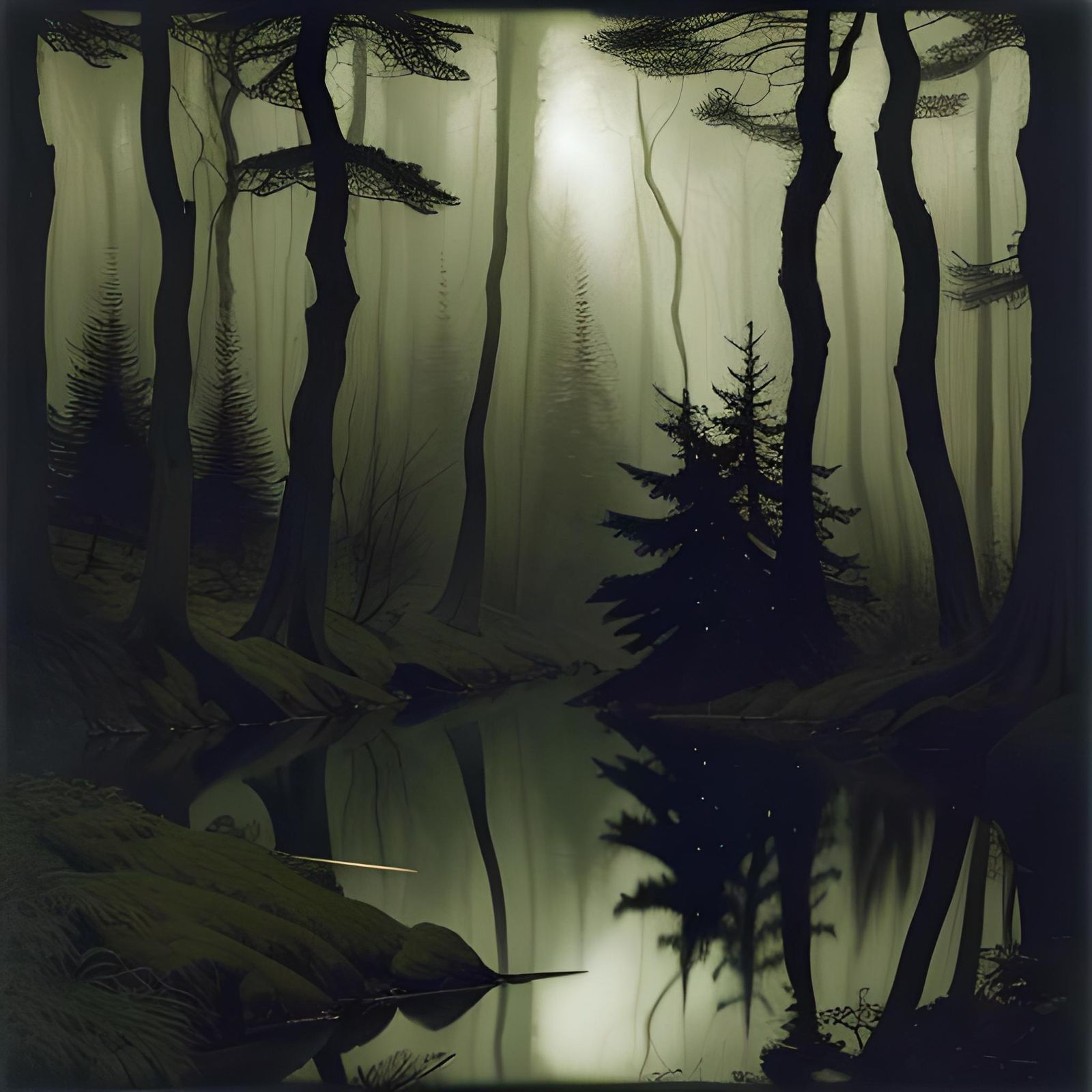 Two Girls Kissing in Forest Glade