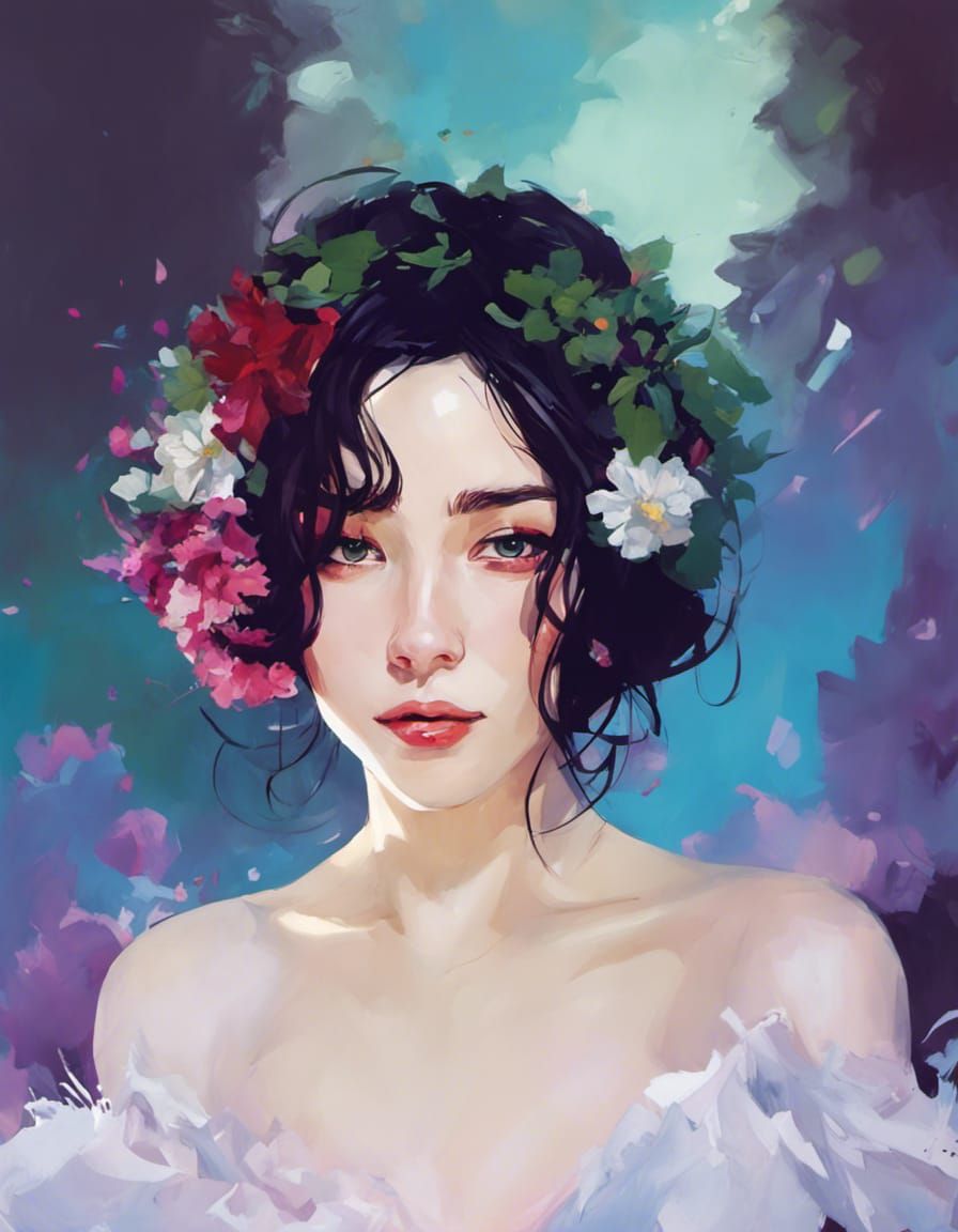 Loki with Carnations: Anime-Style Digital Portrait