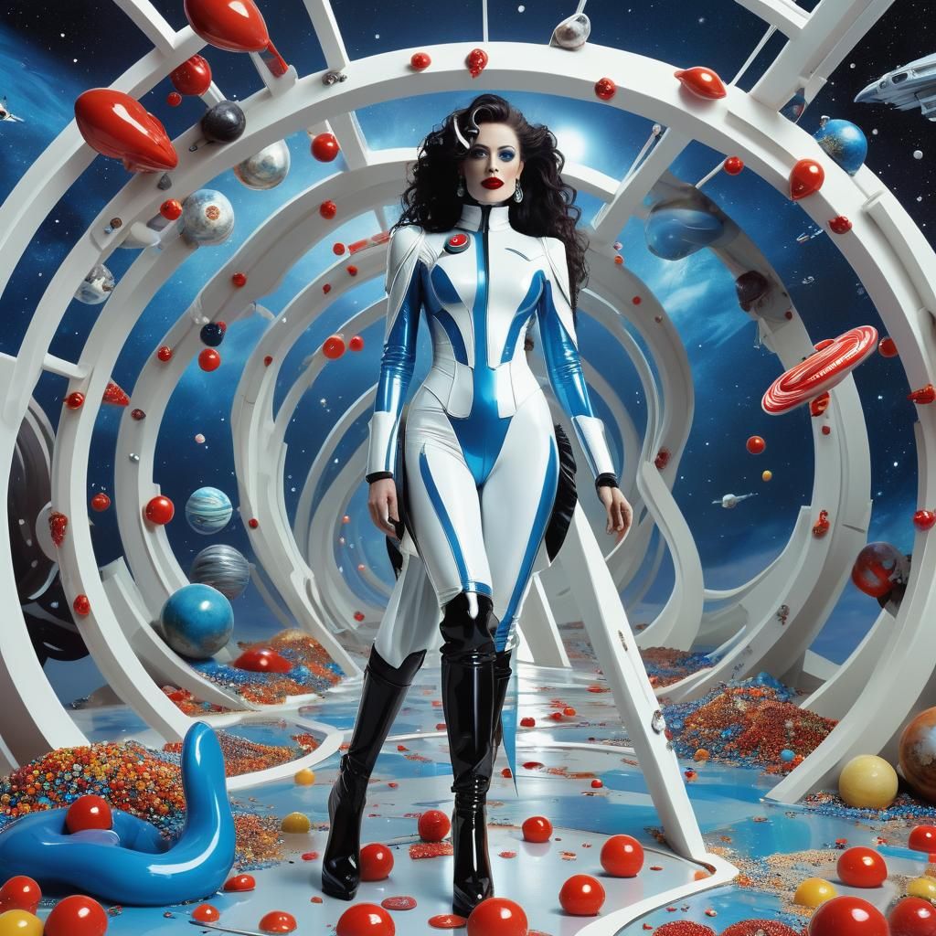Cosmic Beauty in Futuristic Candyland Art