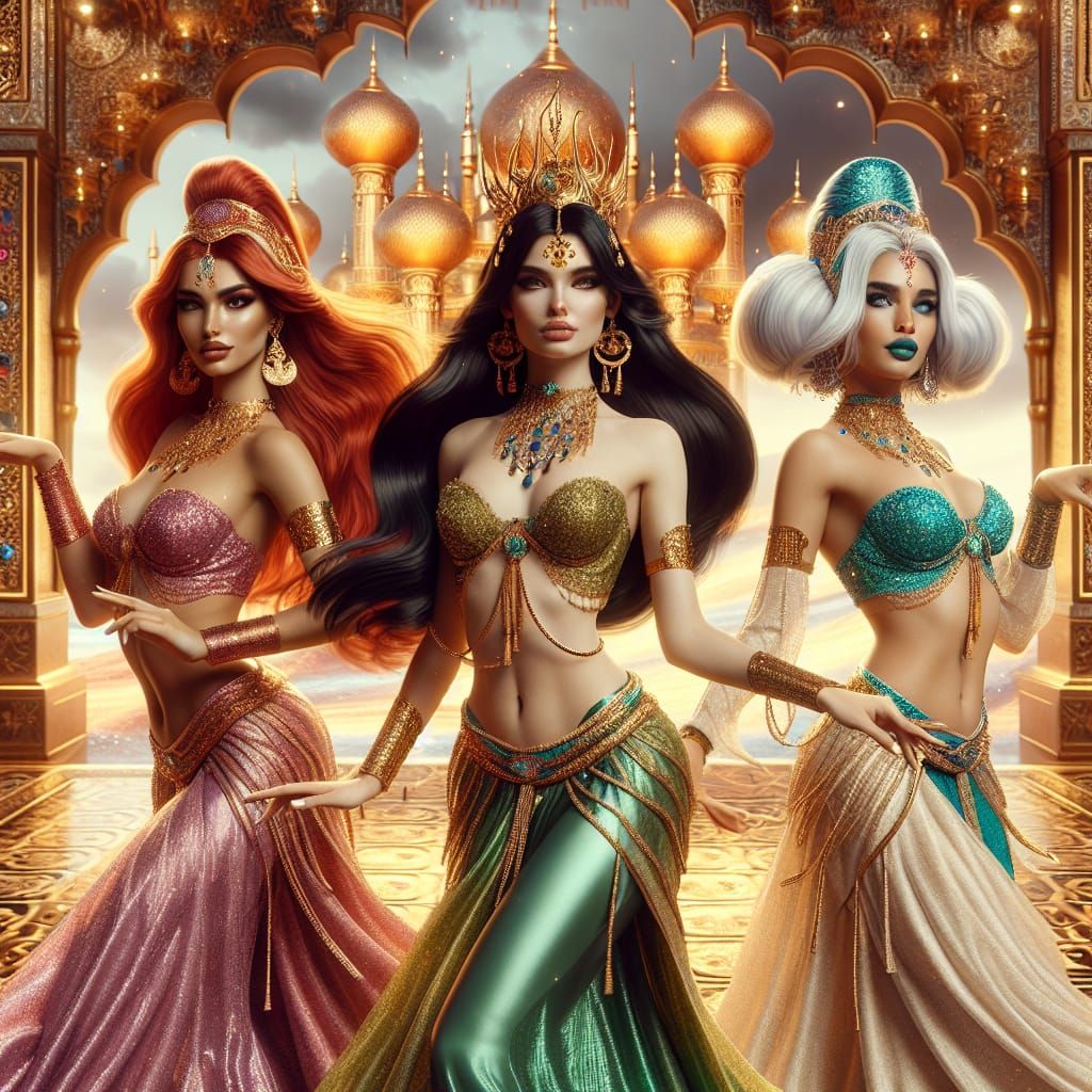 Dancing Genie Women in Golden Temple Hall