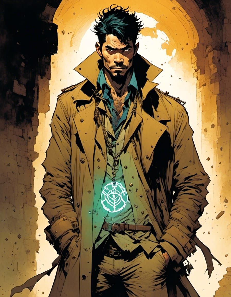 Arcane Artifact Hunter in Comic Book Style