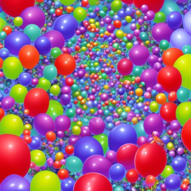 balloons big small long squiggly round hyperdetailed intricately detailed hyperrealism photorealism airbrush art digital...