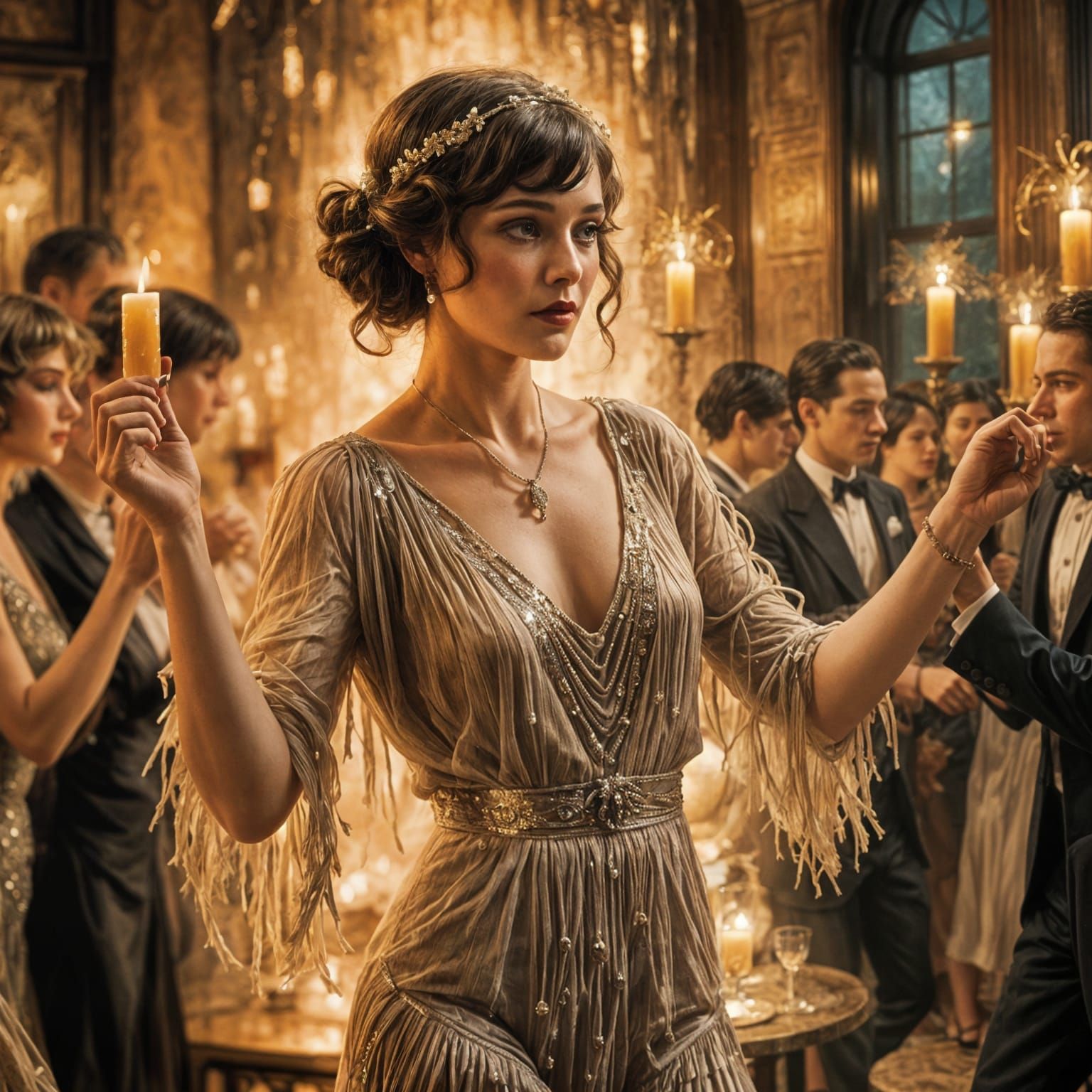 Flapper Dances in Ethereal 1920s Speakeasy