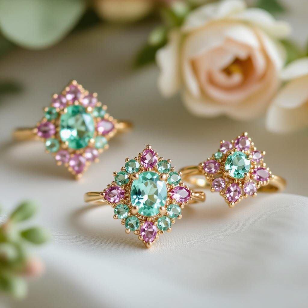 Vintage Jewelry with Mint Green and Pink Gemstones