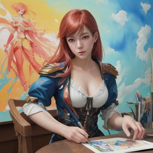 Abstract Apotheosis: Detailed Gouache Impressionist Masterpi...