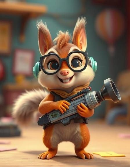 Gadget Hackwrench with Gearpunk Device in Cartoon Style