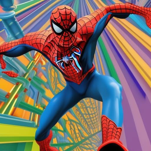 Psychedelic Spider-Man in Vibrant Candyland