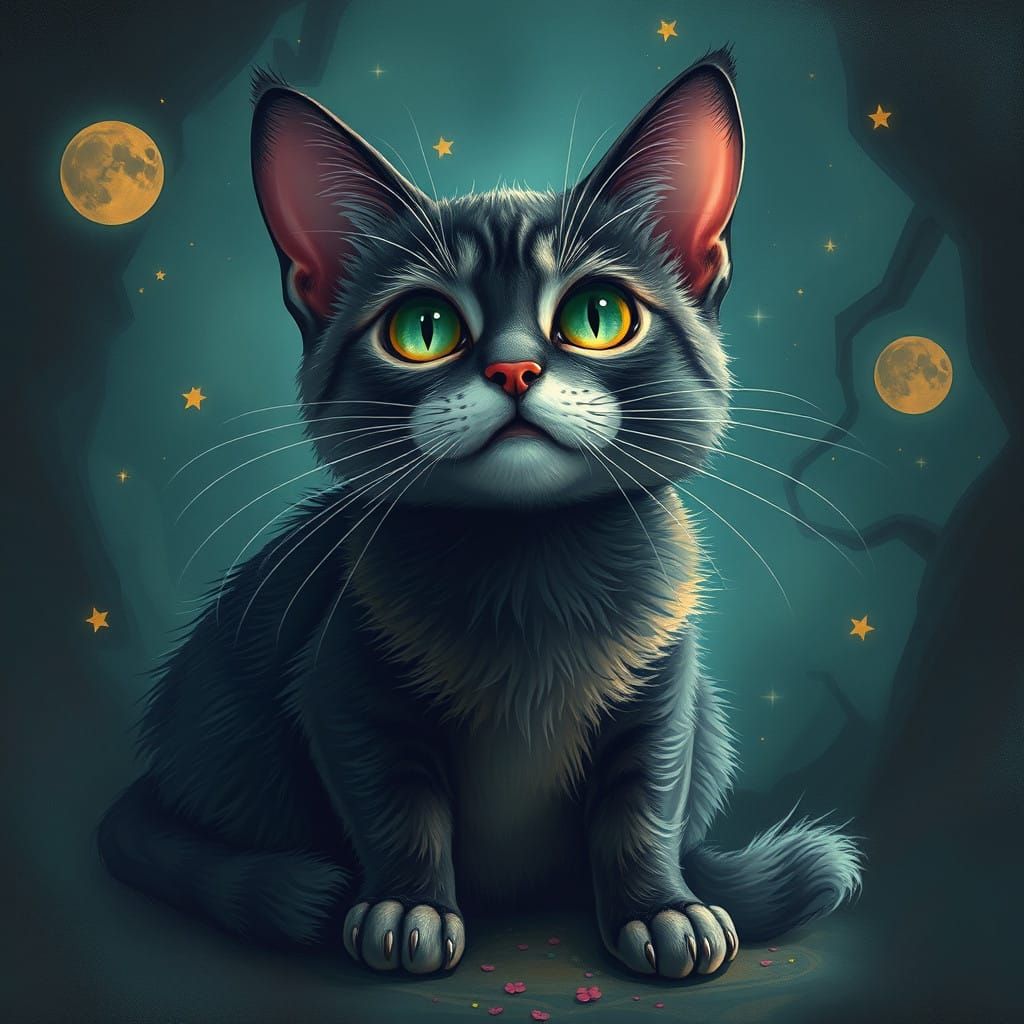 Whimsical Feline in a Dreamlike Realm