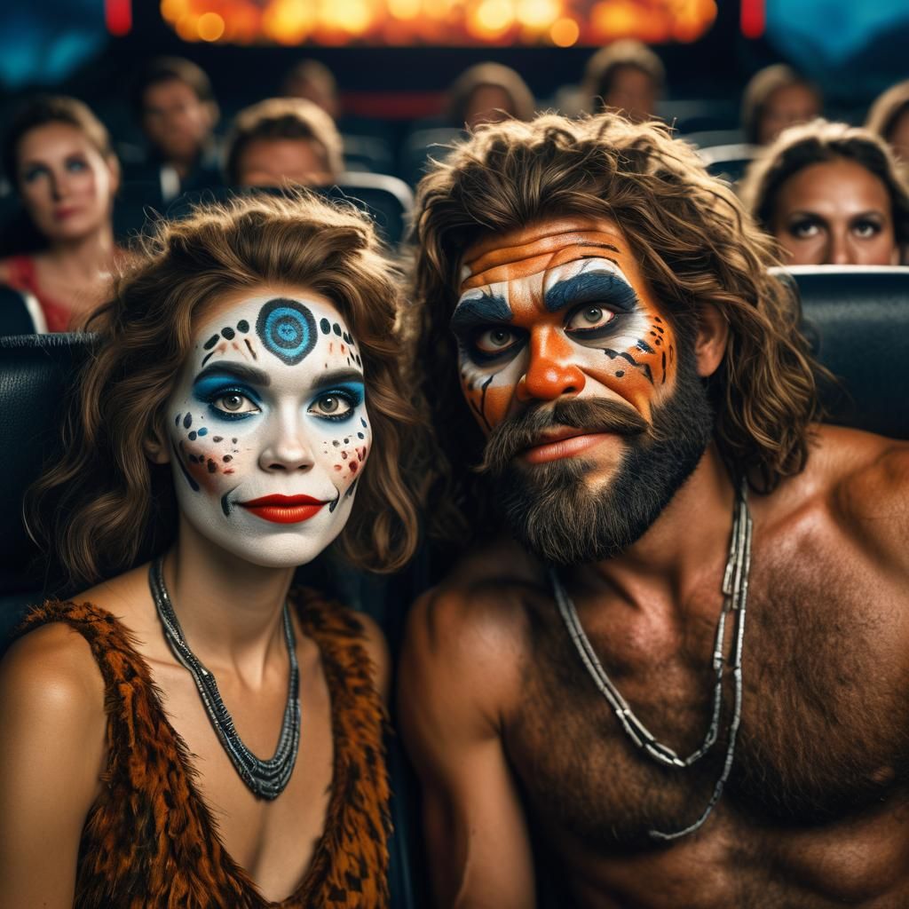 Cavemen and Cavewoman Date night at the movies