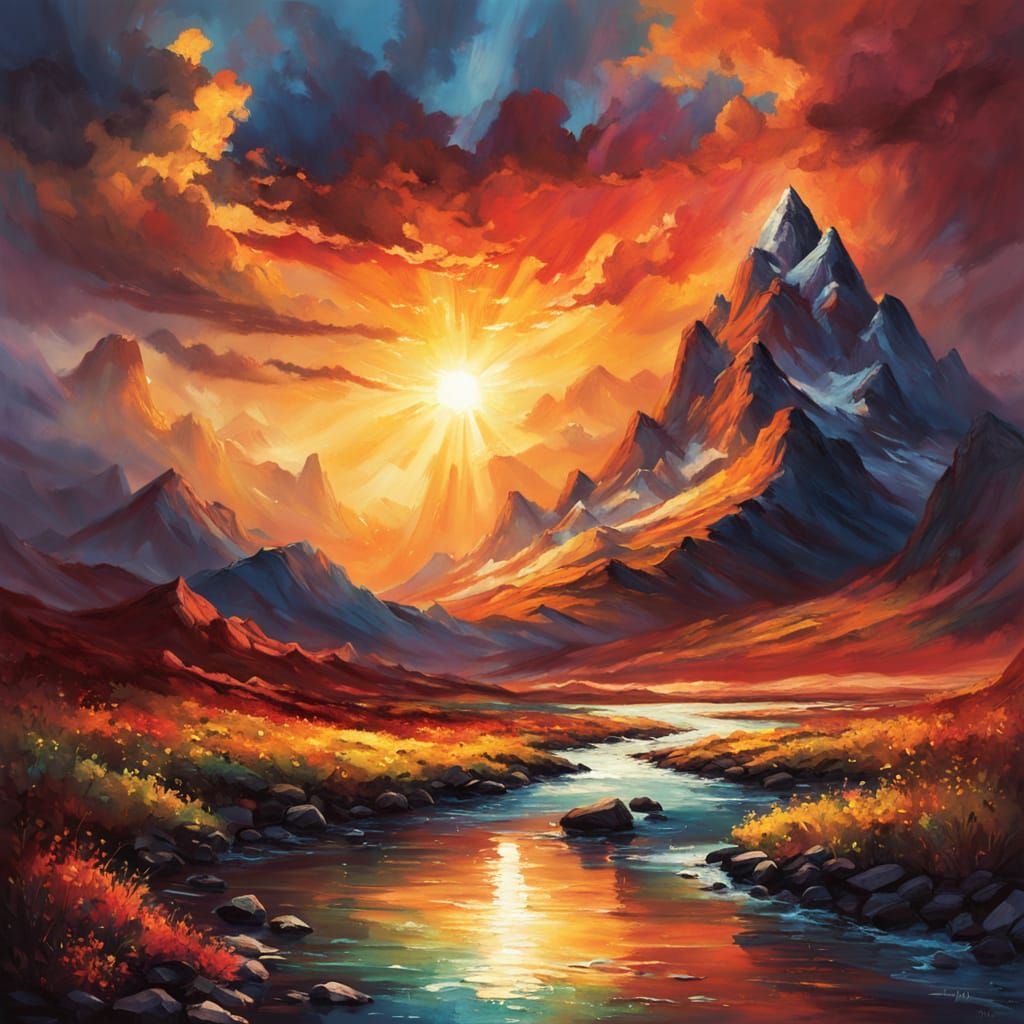 Majestic Mountain Peak Amidst Storm Clouds with Golden Hour ...