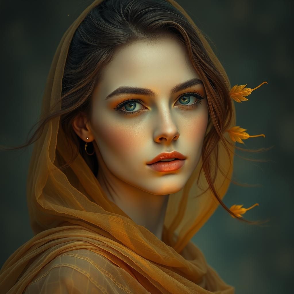 Ethereal Autumn Woman Dancing in Moonlight