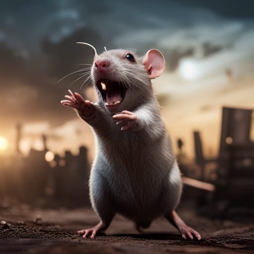 Military Rat Yelling Battle Cry in 3D