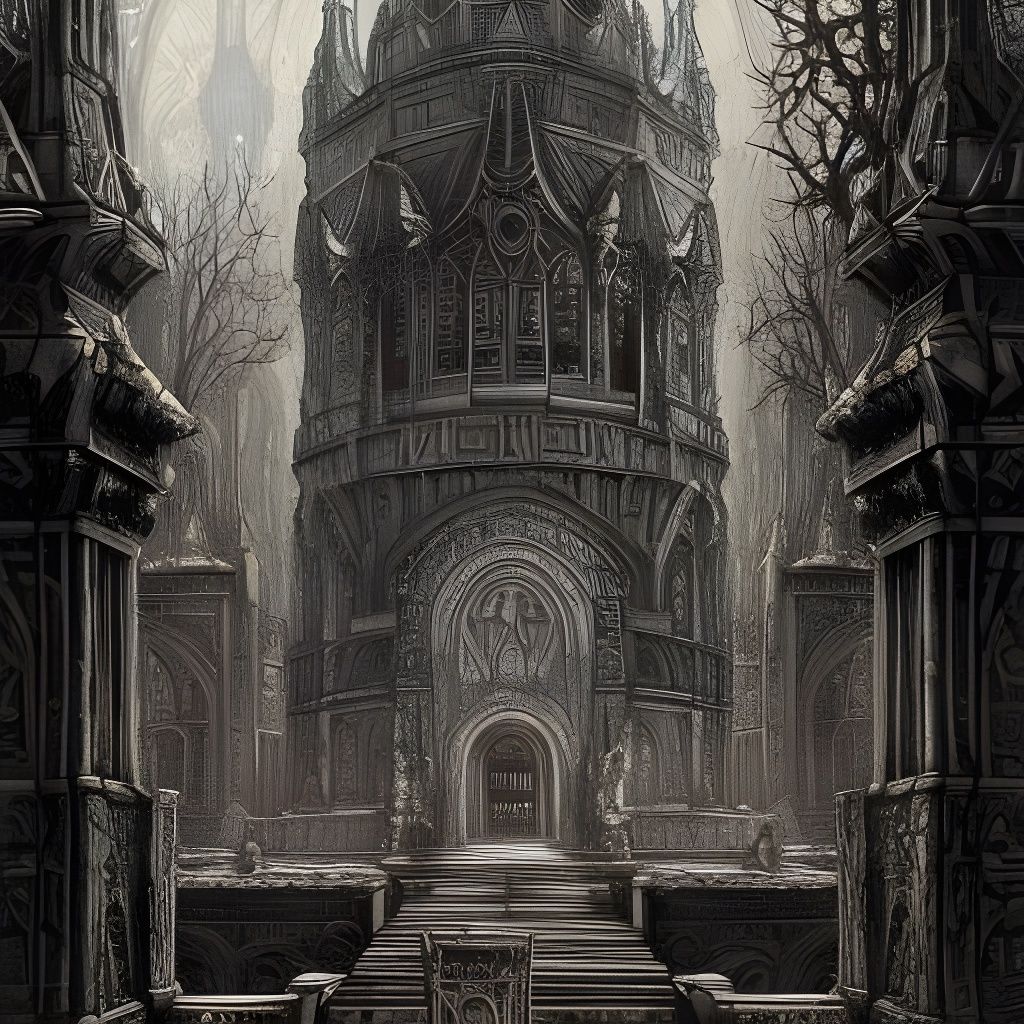 Ancient Gothic Necromancer's Tomb Architecture