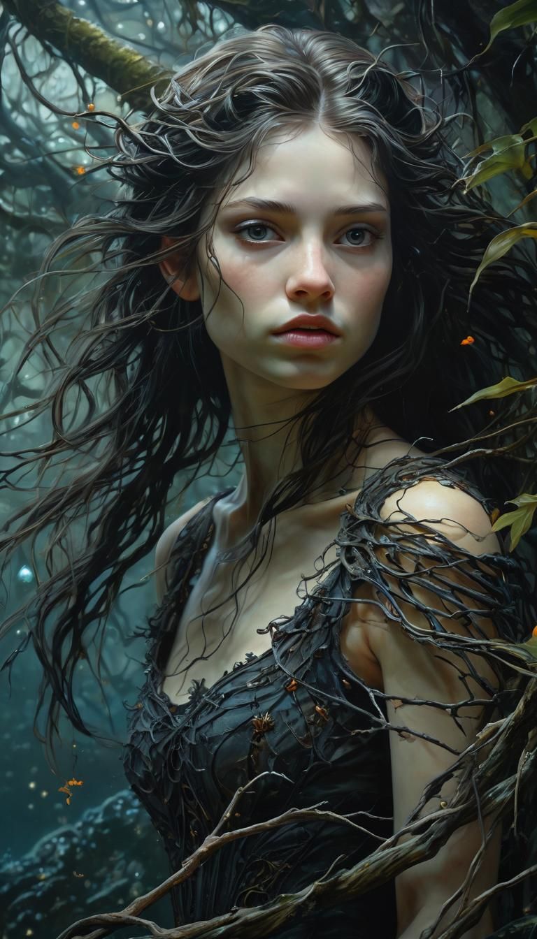 Ethereal Disney Princess Transformed into Dark Fantasy Oil P...