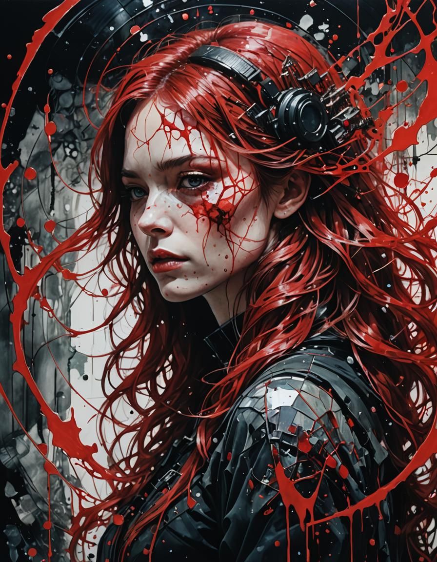 Dark Cosmic Dreamscape in Hyper-Realistic Crimson and Black