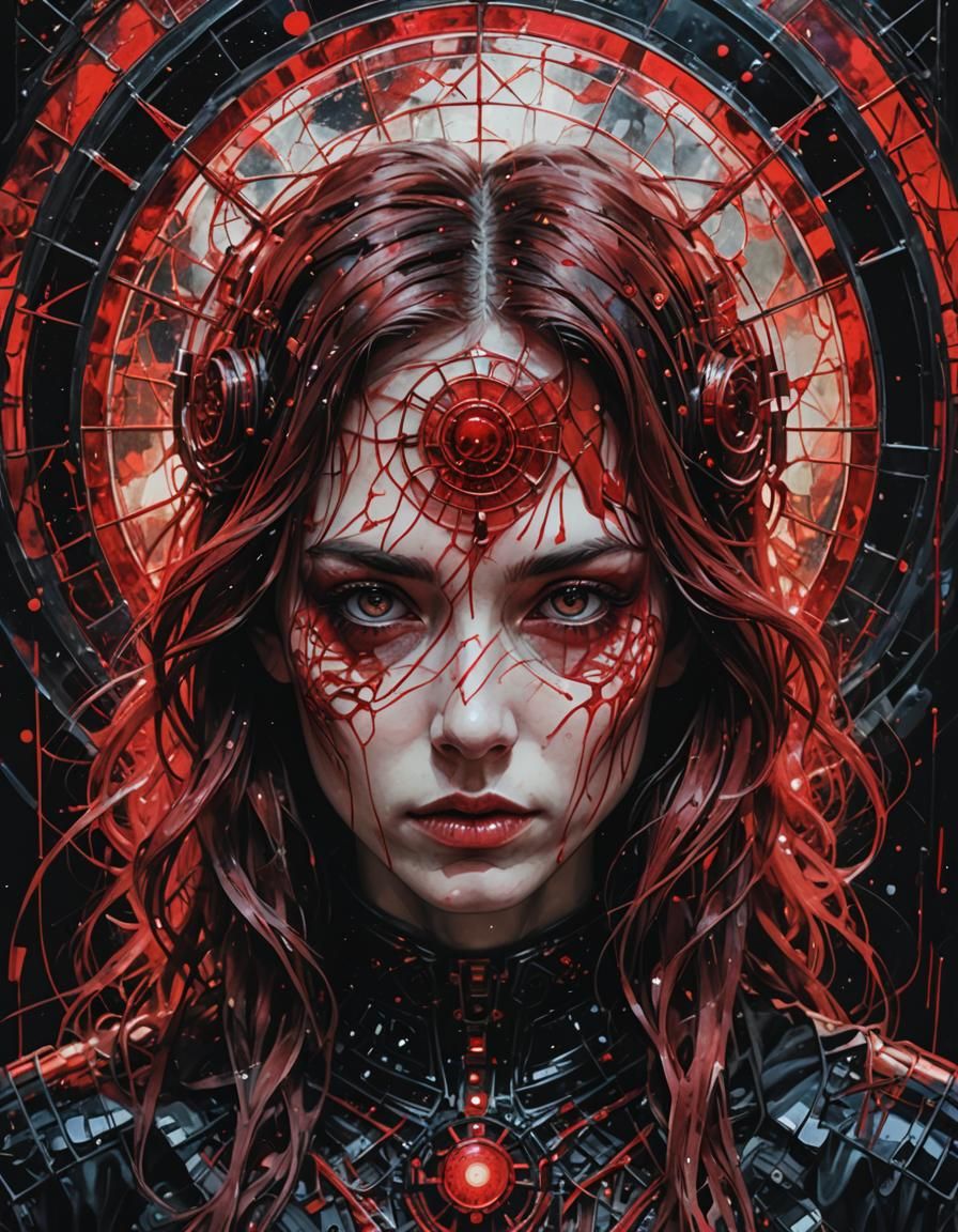 Surreal Crimson Cosmic Dreamscape in Hyper-Realistic Digital...