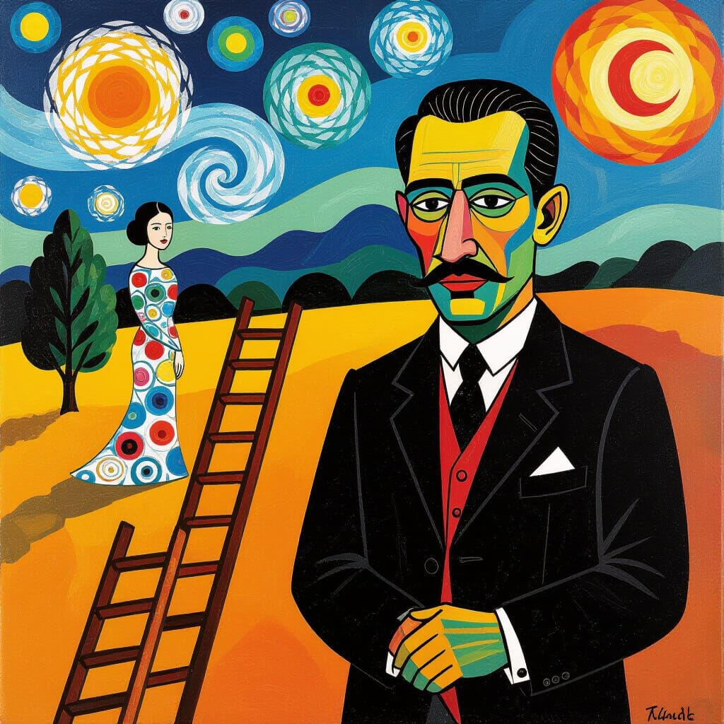 Surreal Ladder to a Mirrored Tundra