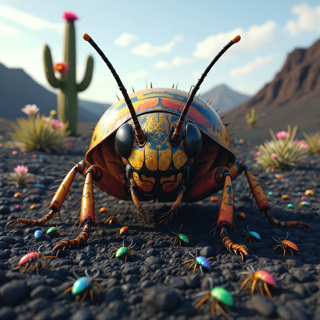 Macro Photo of a Giant Colorful Cockroach