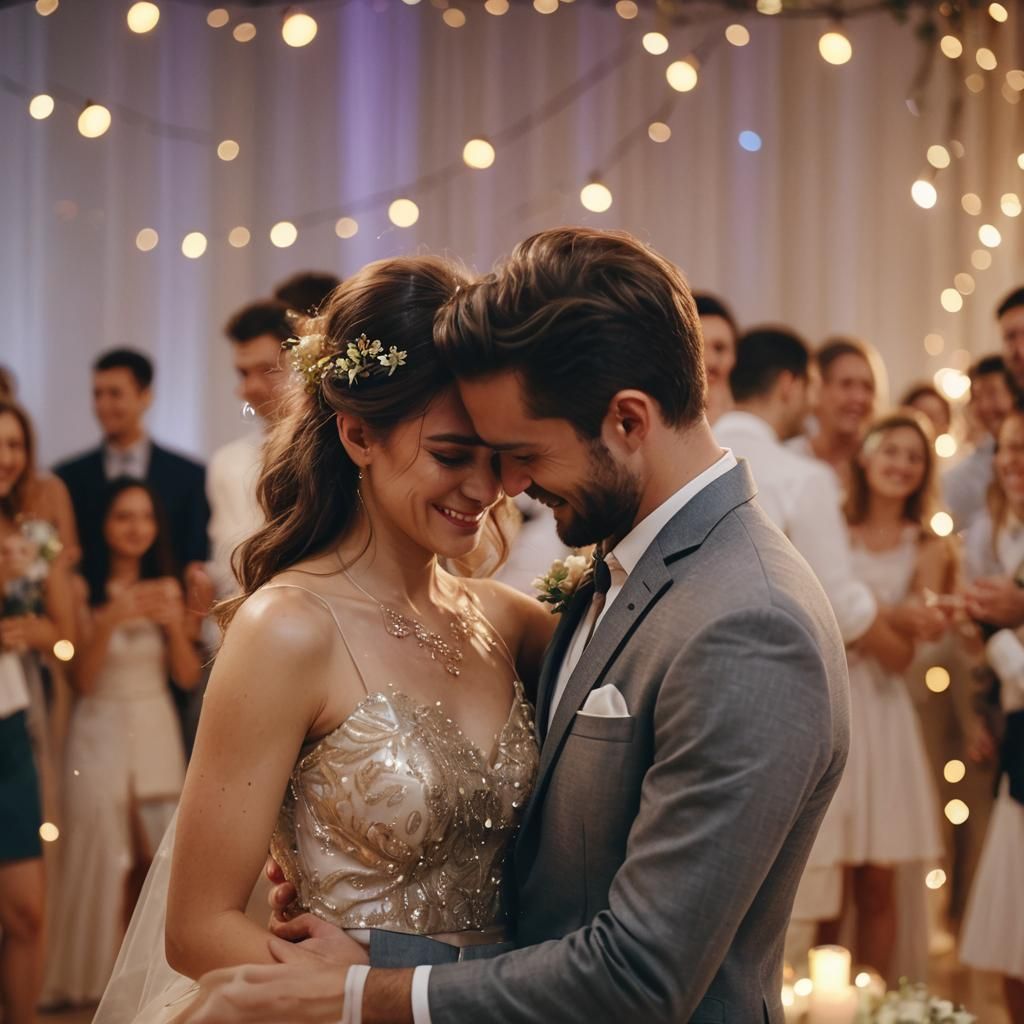 Romantic Wedding Embrace in Cinematic Style