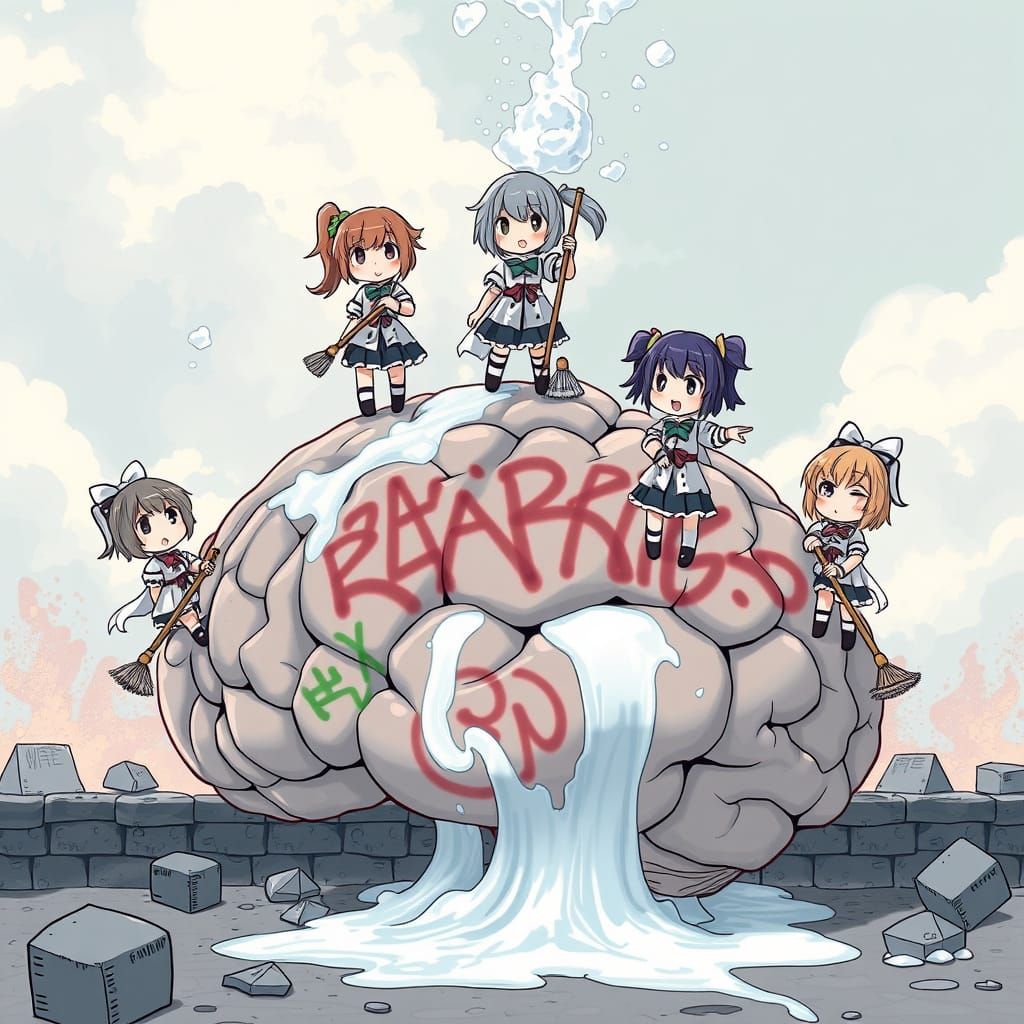 Chibi Maids Clean Brain with Graffiti Art