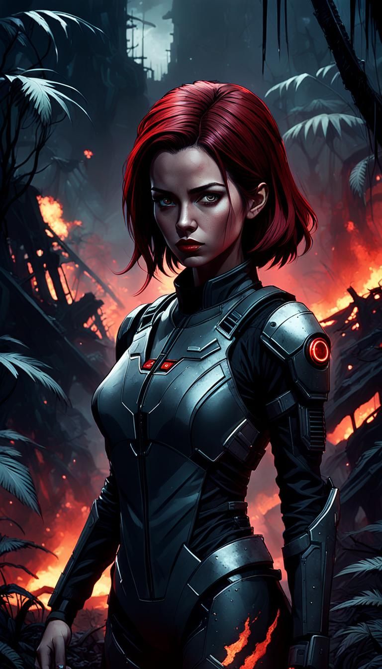 Female Survivor in Burnt Colony: Dark Sci-Fi Concept Art