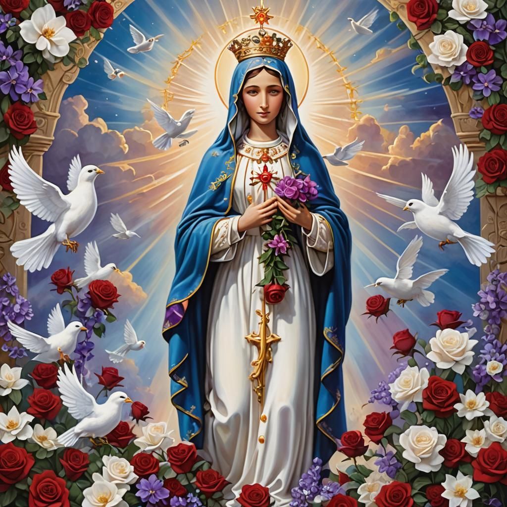 Our Lady of Fatima with Radiant Clouds