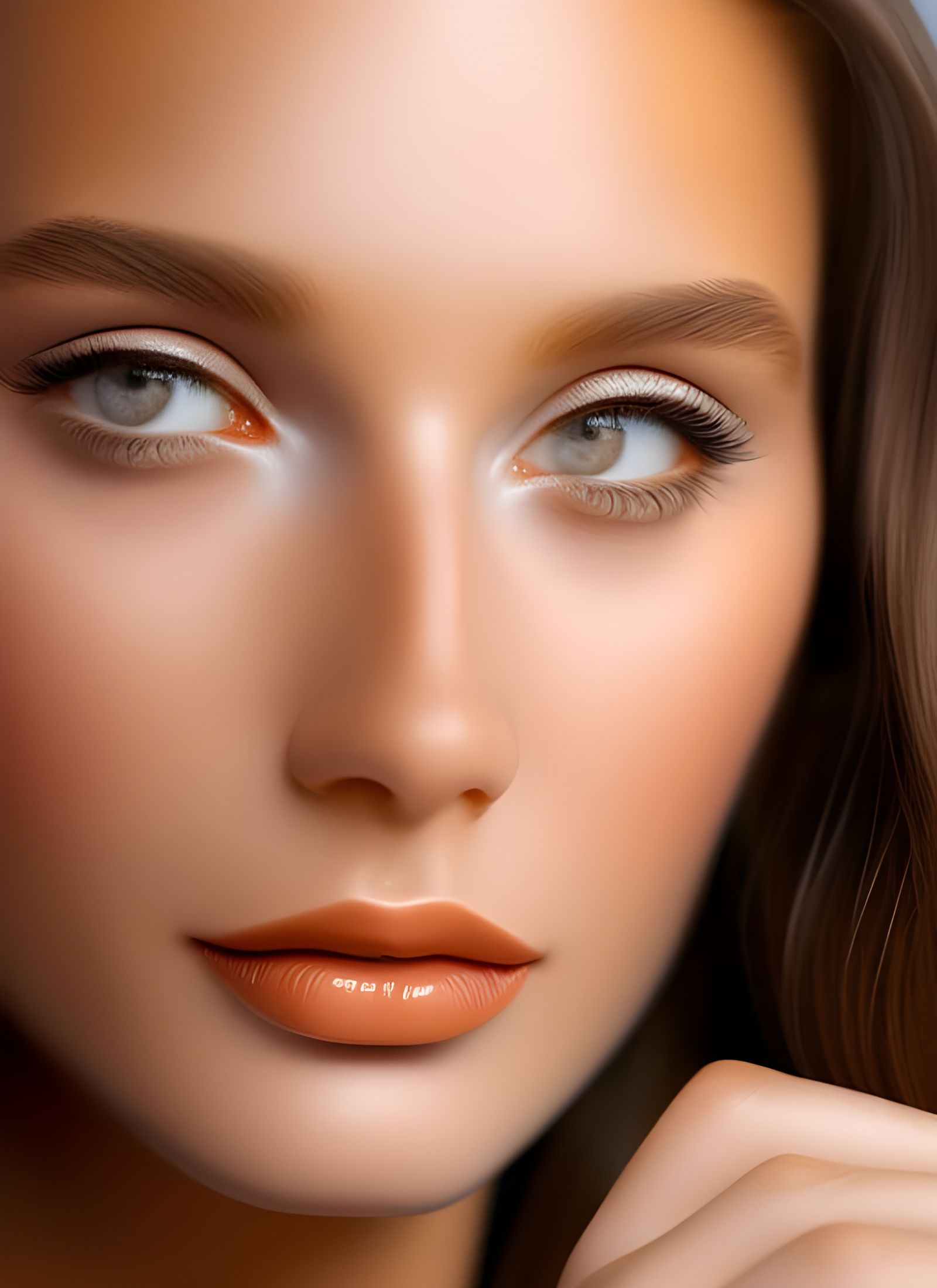 Woman Enjoying Tea in London Cafe: Photorealistic Portrait