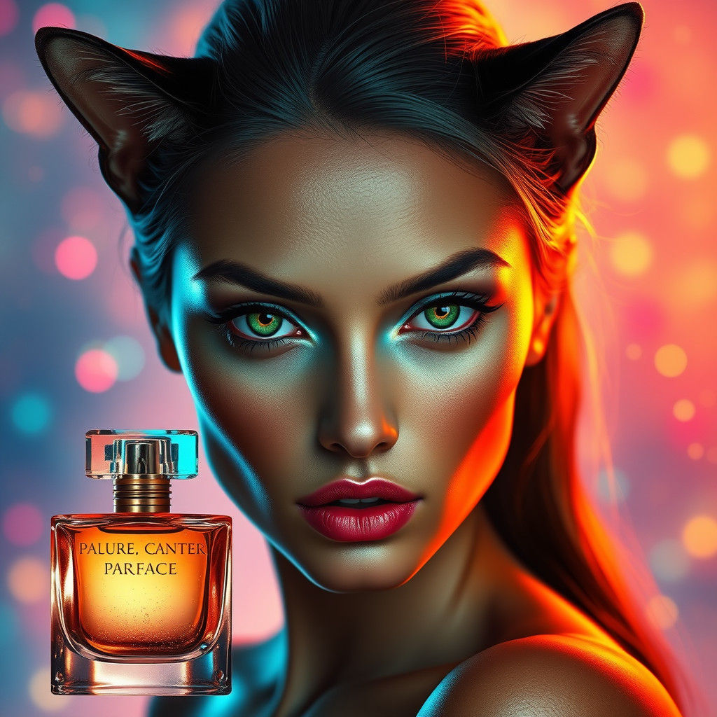 Perfume Ad: Model with Piercing Green Eyes