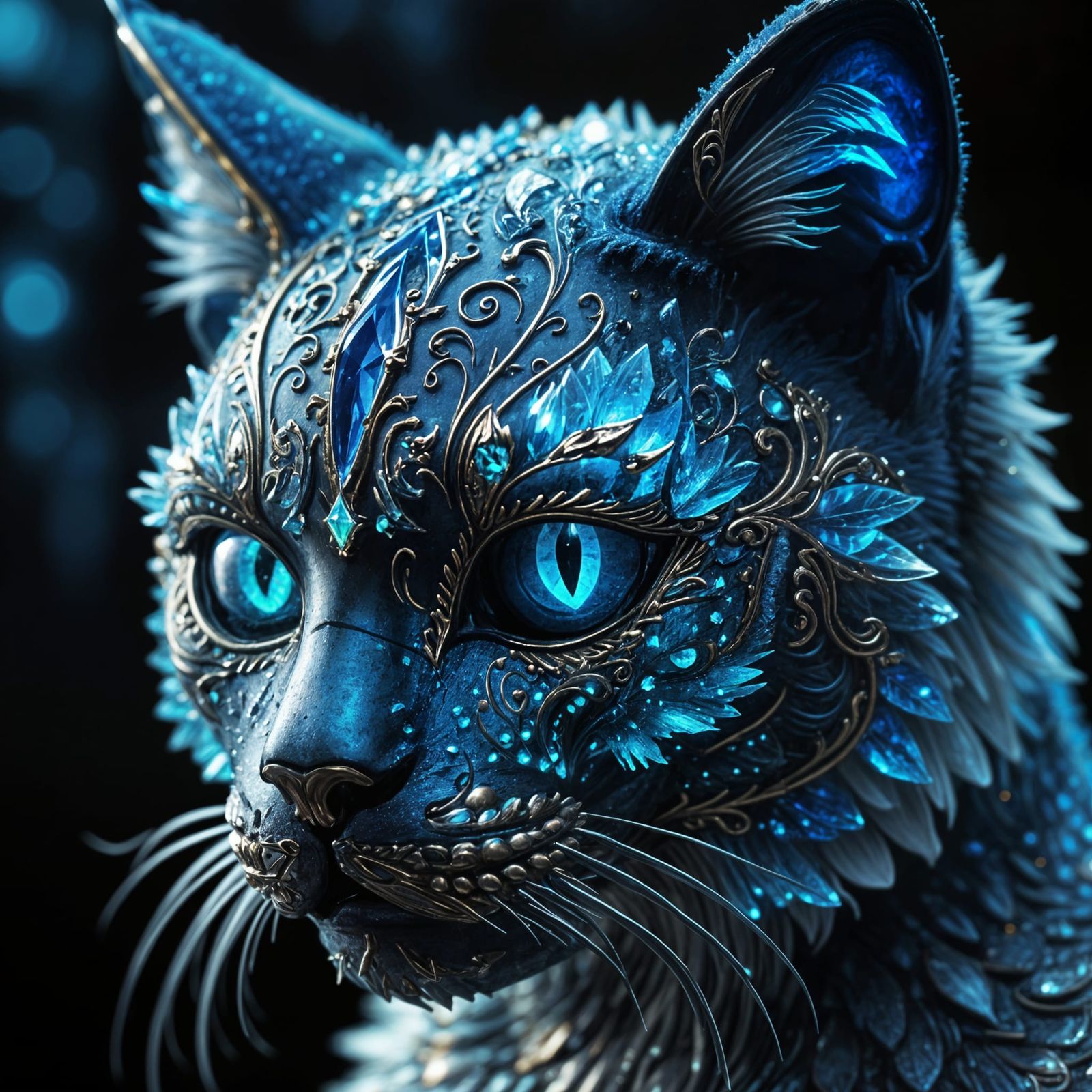 Translucent Crystal Cat Mask in Moonlight