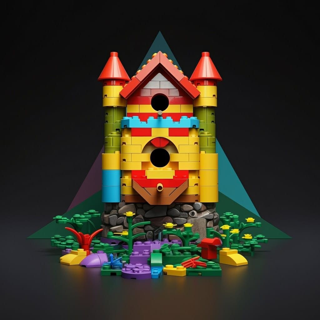 Colorful Lego Birdhouse Castle in Bauhaus Style