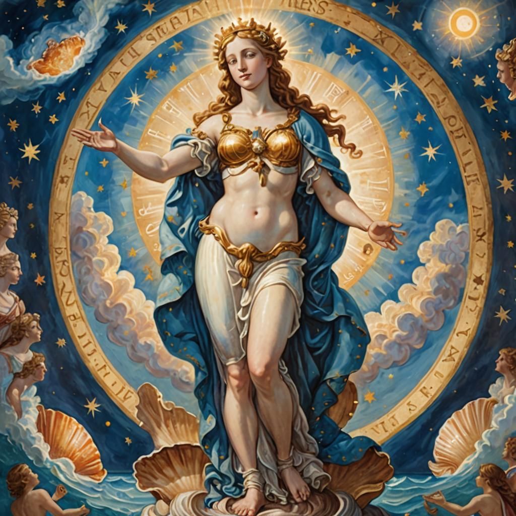 Venus Emerges: A Renaissance-Style Celestial Scene