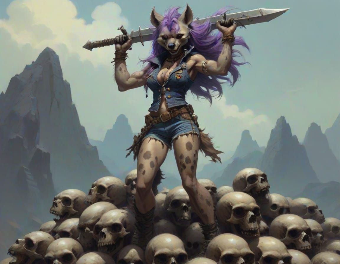 Fierce Furry Barbarian Warrior in Epic Fantasy Style