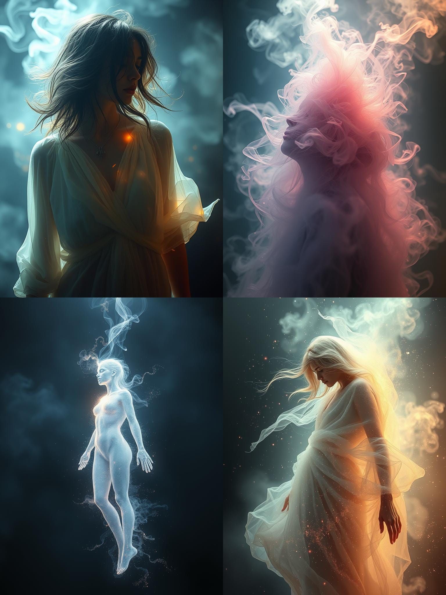 Ethereal Figure Dissolving Into Shimmering Light