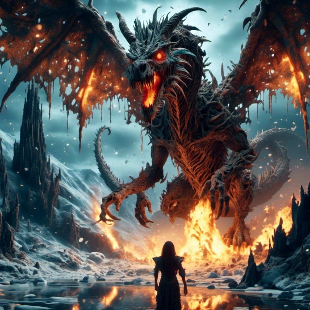 Zombie Dragon in a Dark Fantasy Landscape