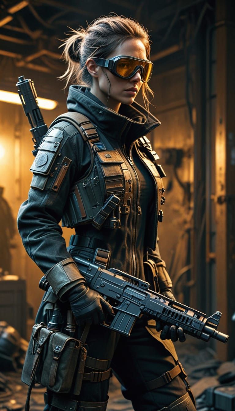 Cybernetic Survivalist in a Post-Apocalyptic Wasteland