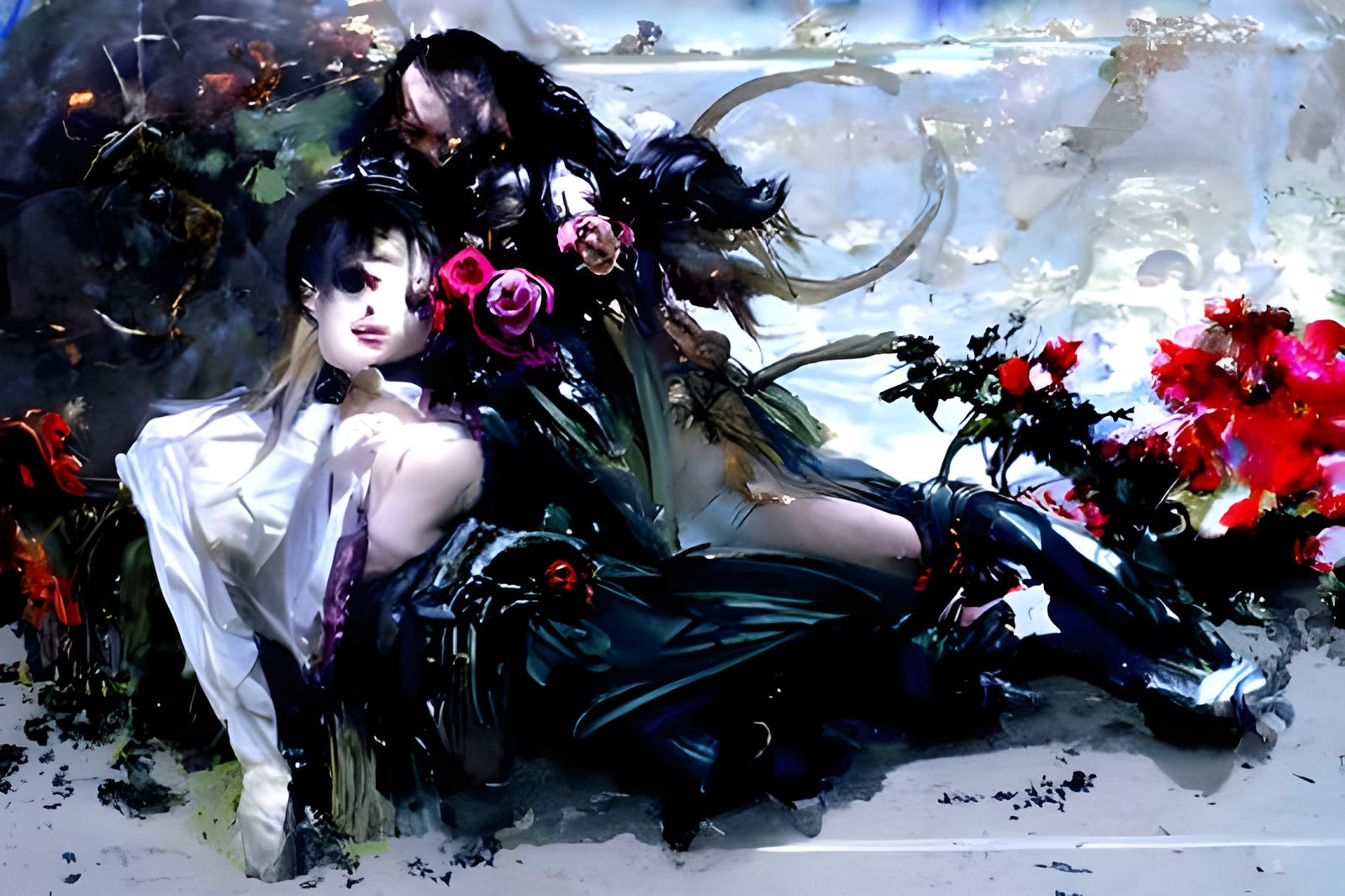 Broken Rose in Gothic Art Nouveau Moonscape