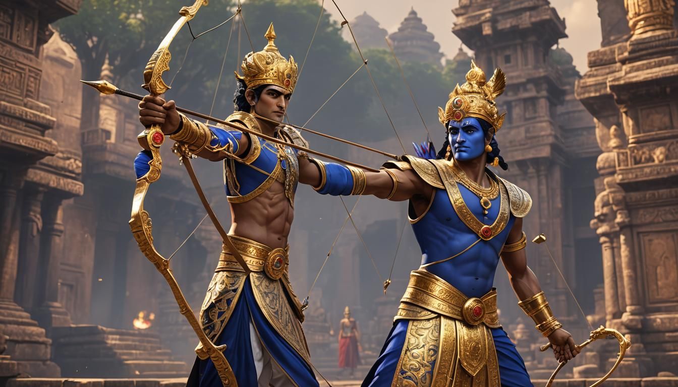 Arjuna and Rama: Iconic Heroes in 3D Rendering