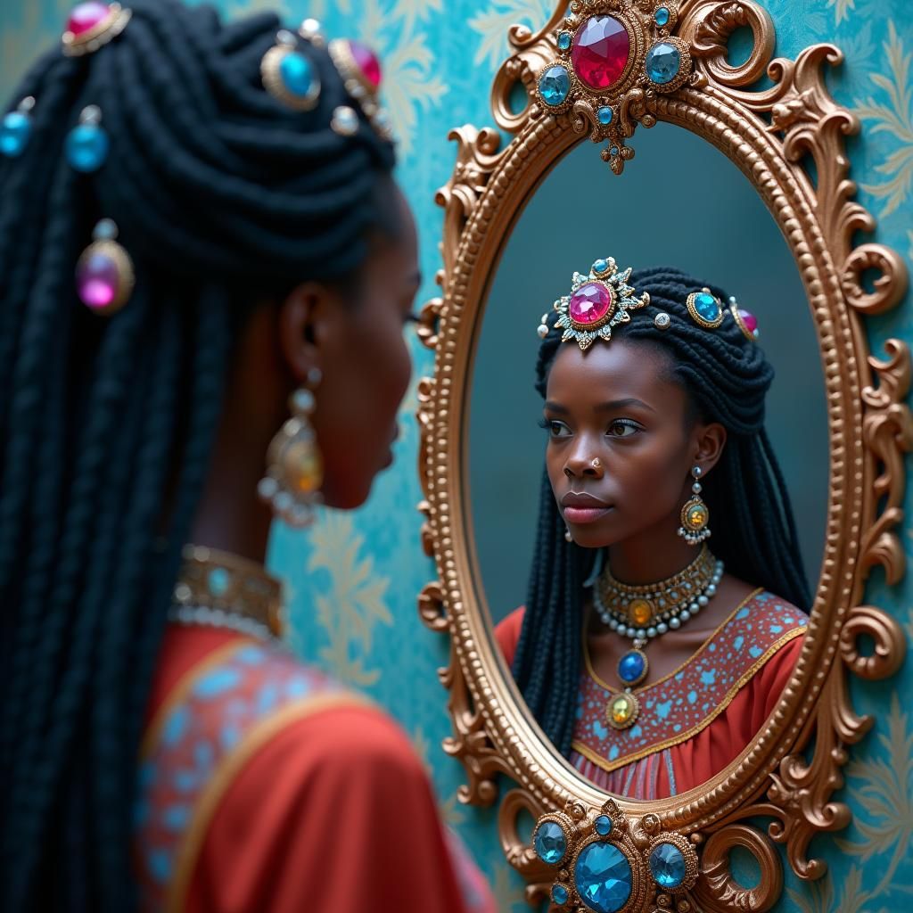 Mystical Mirror Portrait in a Cinematic Style