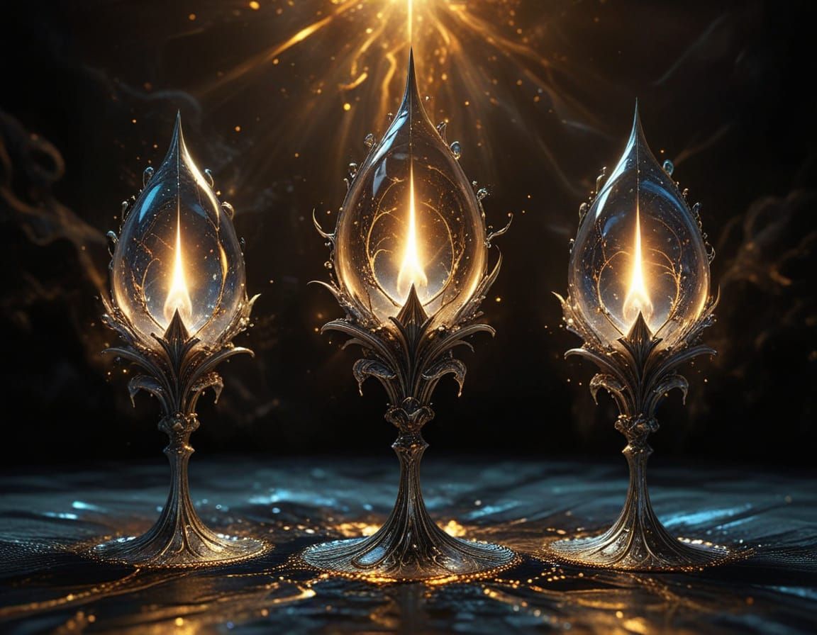 Surrealistic Fantasy Art of Glowing Silmarils