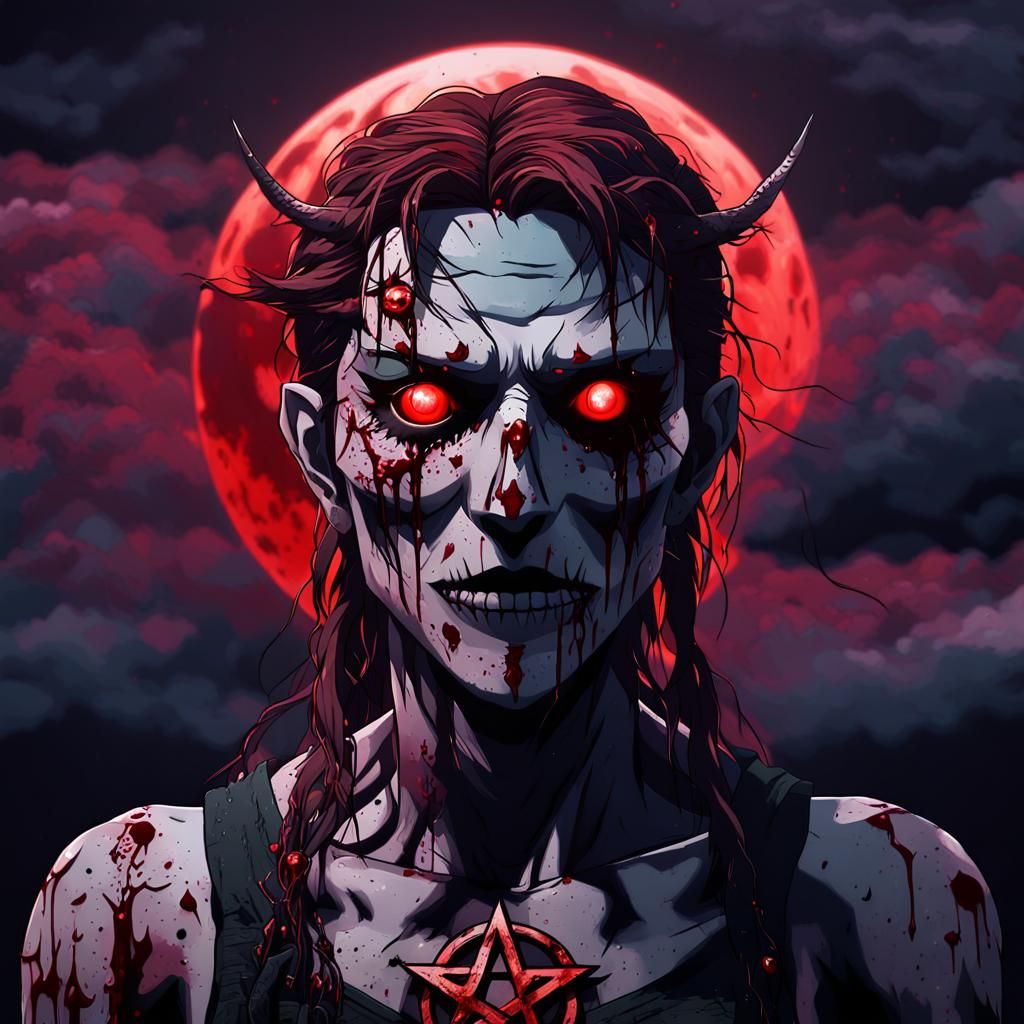 Blood Moon Animatronic: Dark Fantasy Anime Art