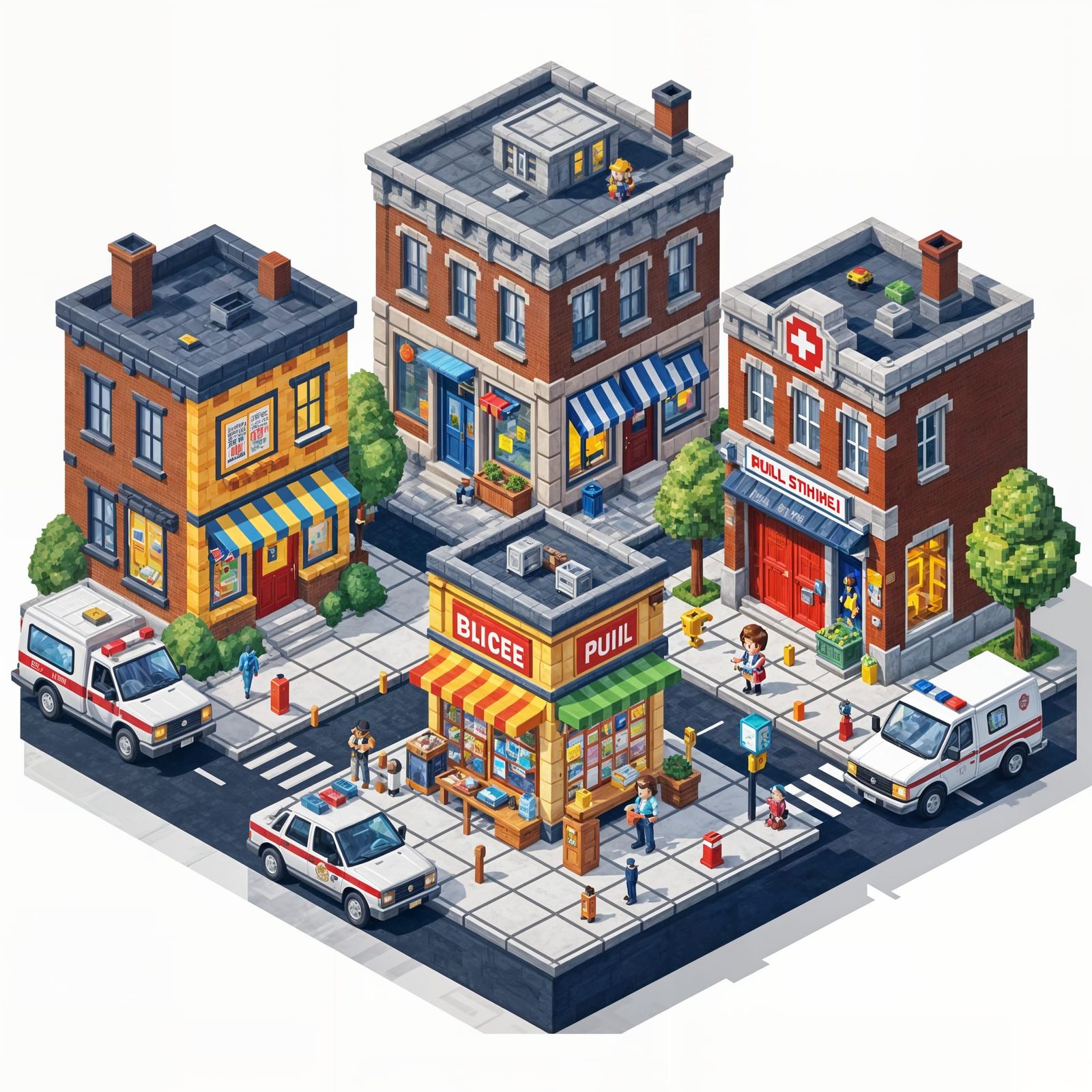 Isometric Pixel Art City of Community Services